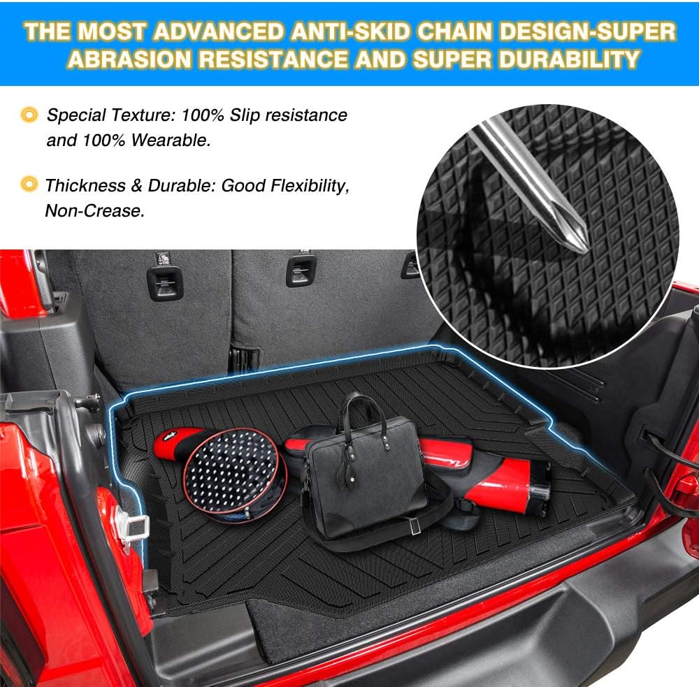 All Weather Trunk Floor Mat for Jeep Wrangler JL Unlimited 4-Door D769