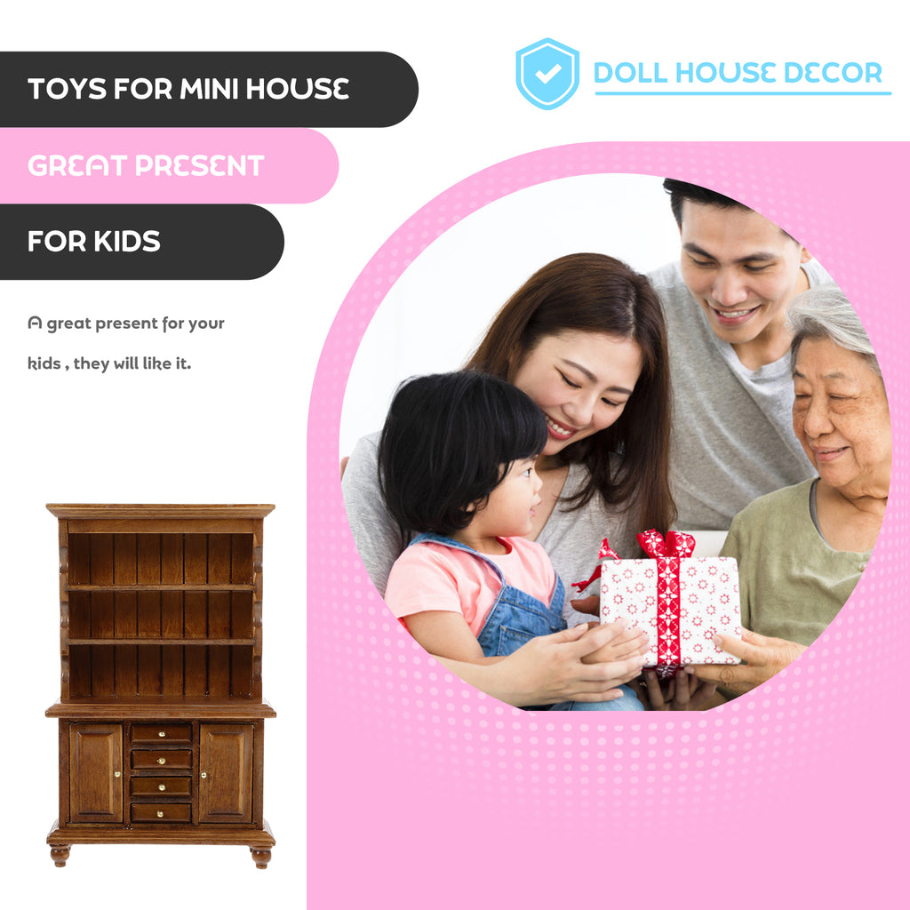 Walnut Color Wooden Dollhouse Miniature Bookcase B191198