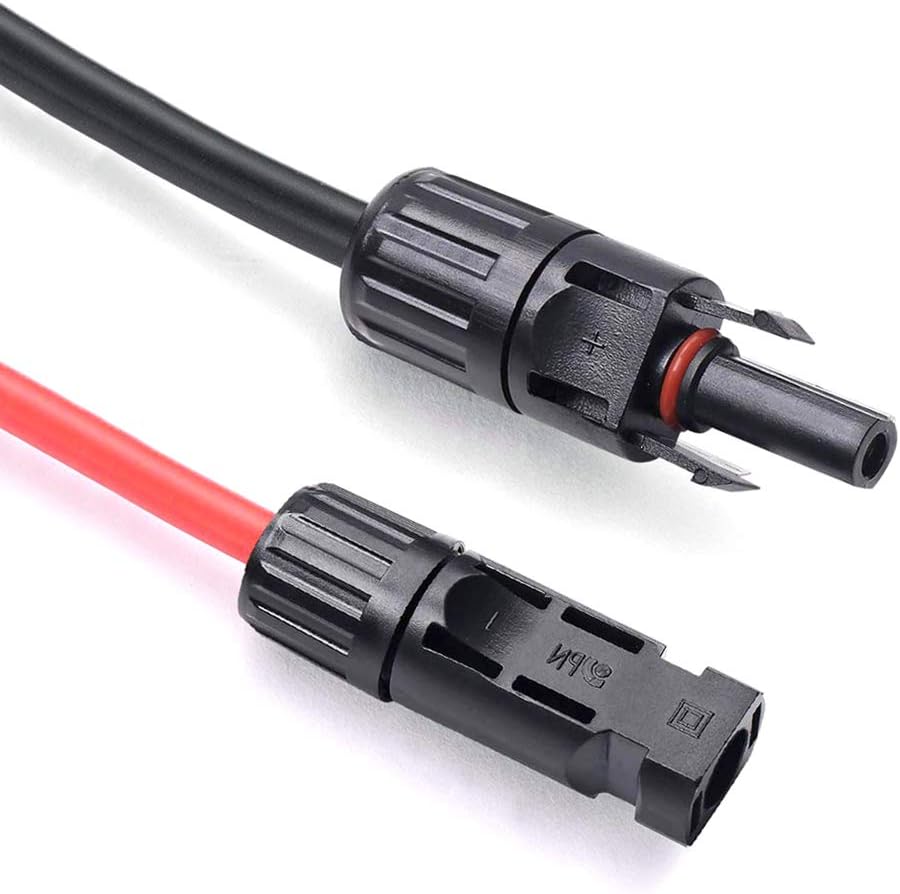 20 Feet 10AWG Solar Extension Cable Wire with Female and Male Connector, 10 Gauge (6mm²) Adaptor Kit Tool (20FT Red + 20FT Black) P34616