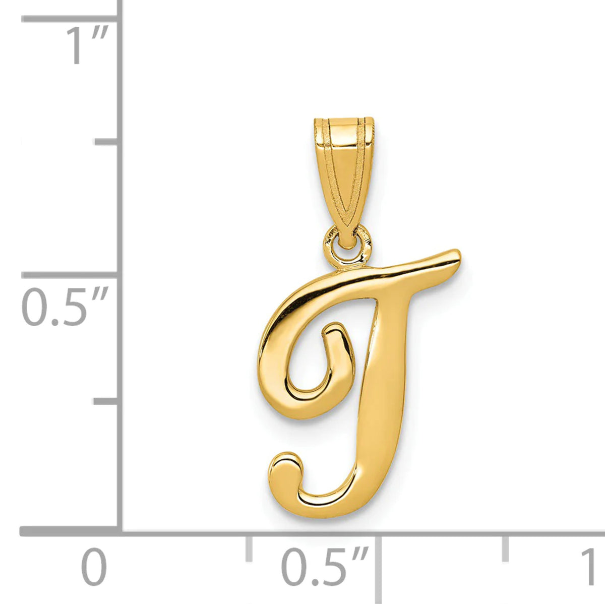 14K Yellow Gold Script Letter T Initial Pendant P98147