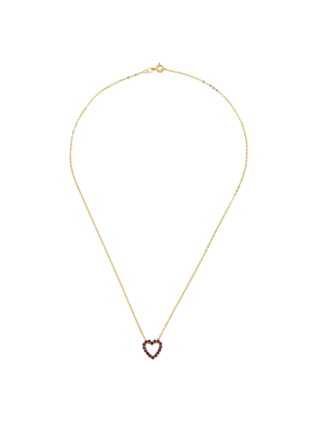 Amethyst Open Heart Pendant Necklace in 10kt Gold, 17" E437