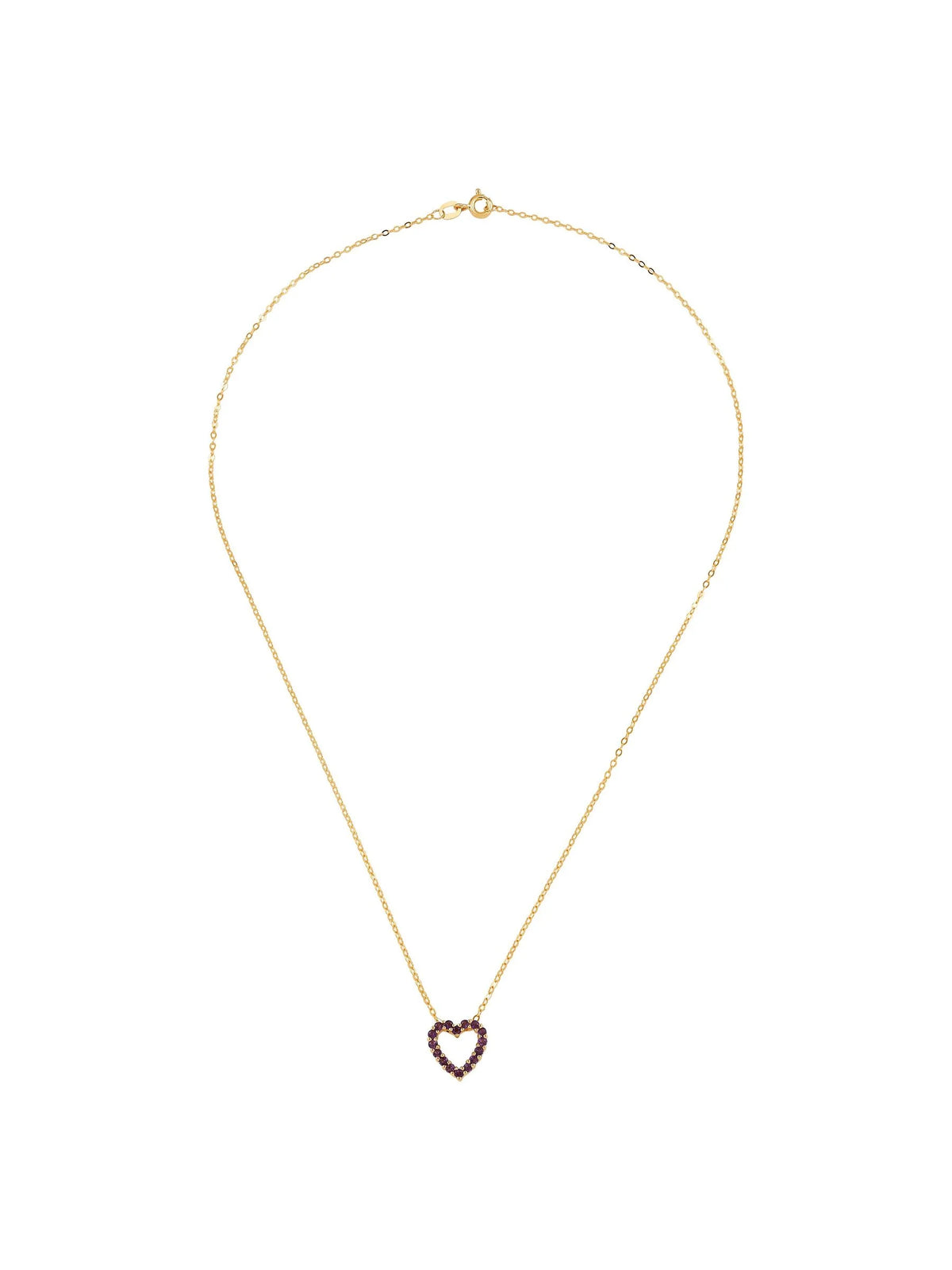 Amethyst Open Heart Pendant Necklace in 10kt Gold, 17" E437