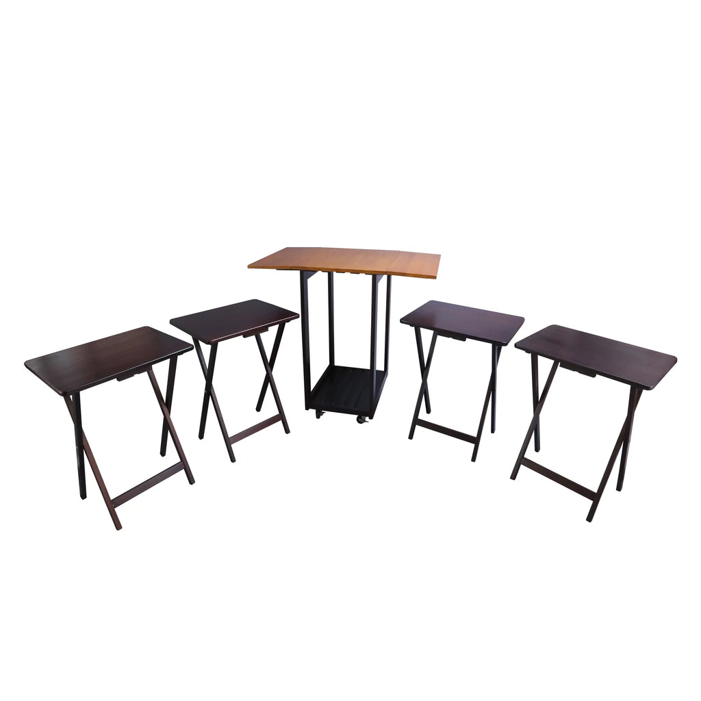 Solid Wood 5-Piece Snack Table Set W3384