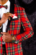 Tartan Plaid Tuxedo, Size 50, Black/Red B421