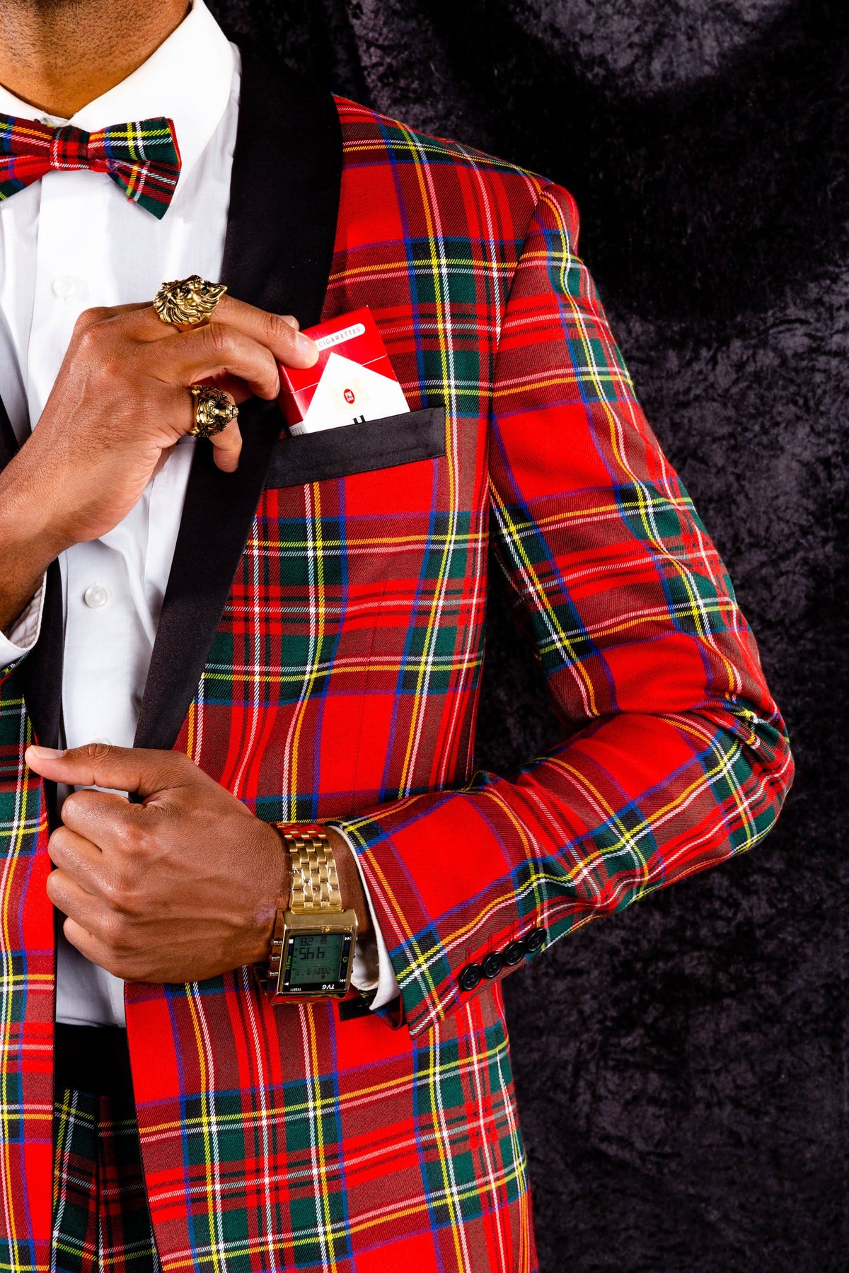 Tartan Plaid Tuxedo, Size 50, Black/Red B421