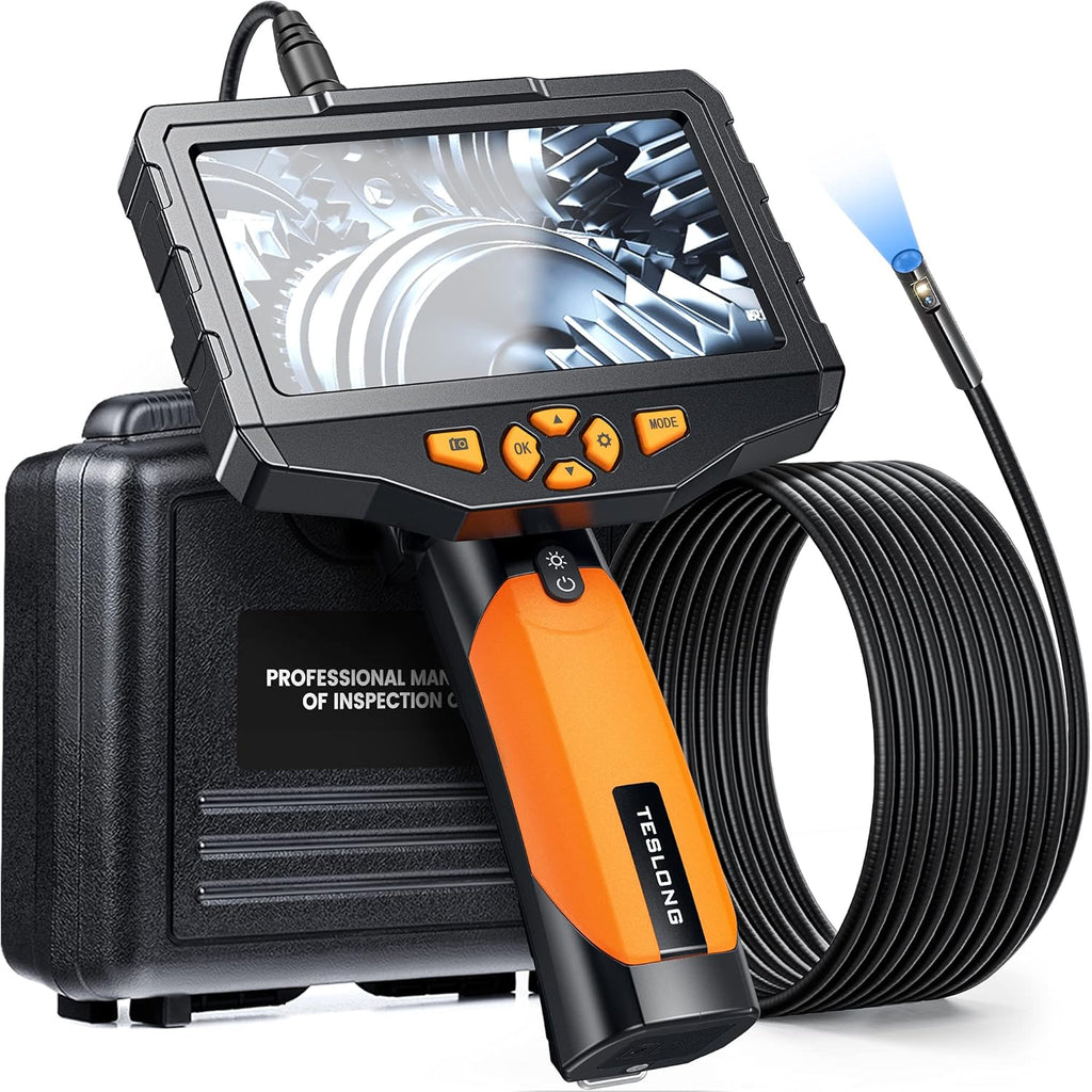 Dual Lens Inspection Camera with Light, 5 IPS Screen, 16.4ft Flexible Probe, 1080p P562