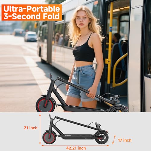 Electric Scooter with Seat, 19MPH, 21-Mile Range, 350W Motor, 8.5" Solid Tires, Dual Brake System, Folding E-Scooter K6793
