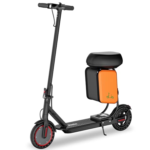 Electric Scooter with Seat, 19MPH, 21-Mile Range, 350W Motor, 8.5" Solid Tires, Dual Brake System, Folding E-Scooter K6793