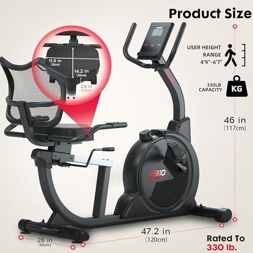 Magnetic Recumbent Exercise Bike with LCD Monitor and Large Seat Cushion T9878