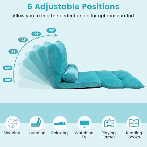 Beige Foldable Floor Sofa with 2 Pillows J980449