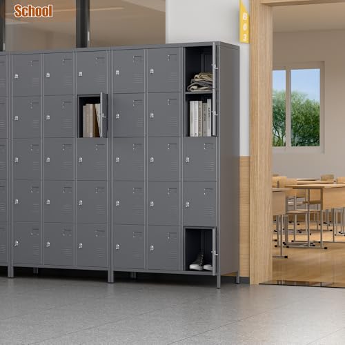 6 Door Metal Storage Locker with 18 Hooks, Black & Dark Grey F918308