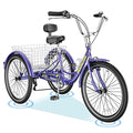 20/24/26IN Trike Bike with Parking Brake Handle, 7 Speed Rear Derailleur, Double-Wall Wheel Rims O276