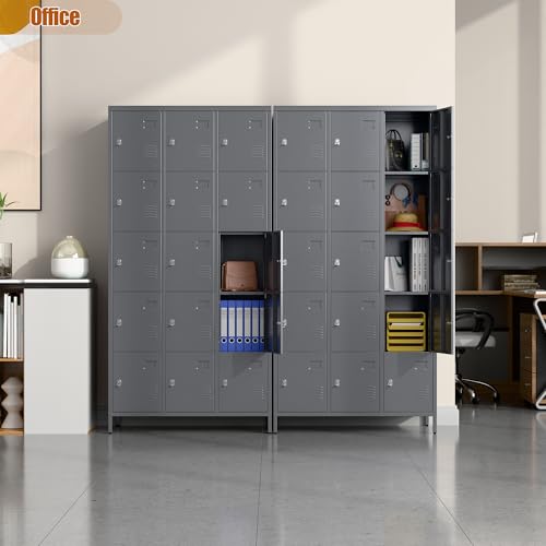 6 Door Metal Storage Locker with 18 Hooks, Black & Dark Grey F918308