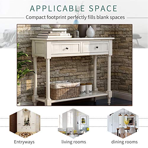 Ivory 2 Drawer Wood Console Table C69952