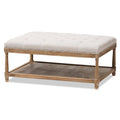 Beige Linen Rectangular Coffee Table Ottoman T8560