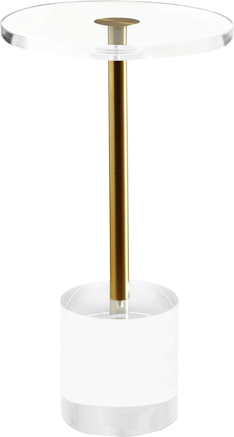 Clear Acrylic Round End Table with Brushed Brass Metal P411774