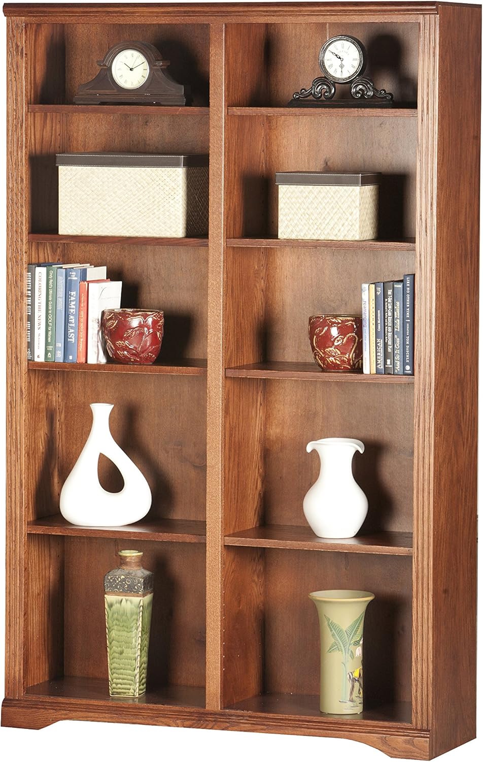 Cherry Finish Double Wide Bookcase L193