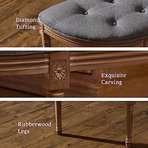 Beige Upholstered Tufted Window Bench H5976