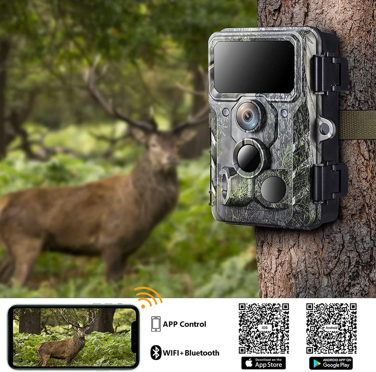 4K 30MP Trail Camera with Night Vision 120° Wide Angle IP66 Waterproof P61563