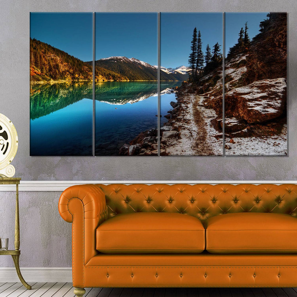 Blue Clear Lake with Mountains Canvas Art W440