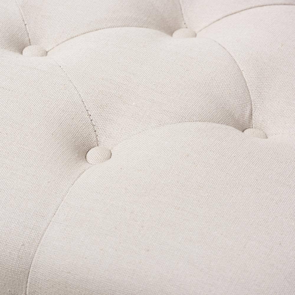 Beige Linen Rectangular Coffee Table Ottoman T8560
