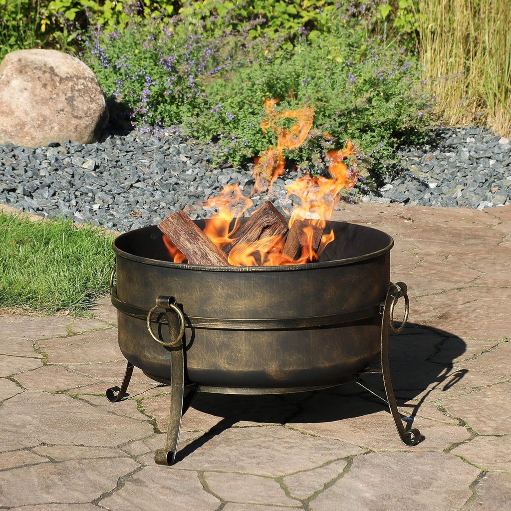24-Inch Wood-Burning Fire Pit with Spark Screen, Poker, and Grate T85794
