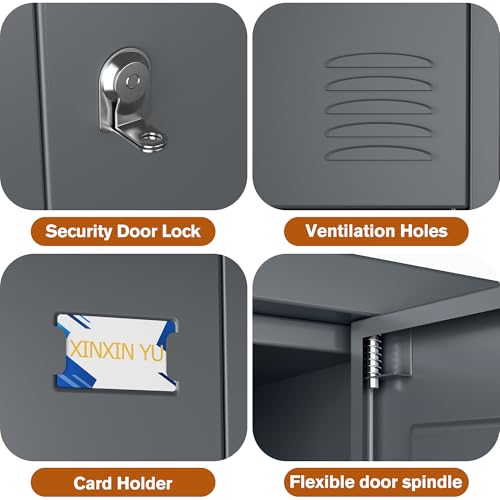 6 Door Metal Storage Locker with 18 Hooks, Black & Dark Grey F918308
