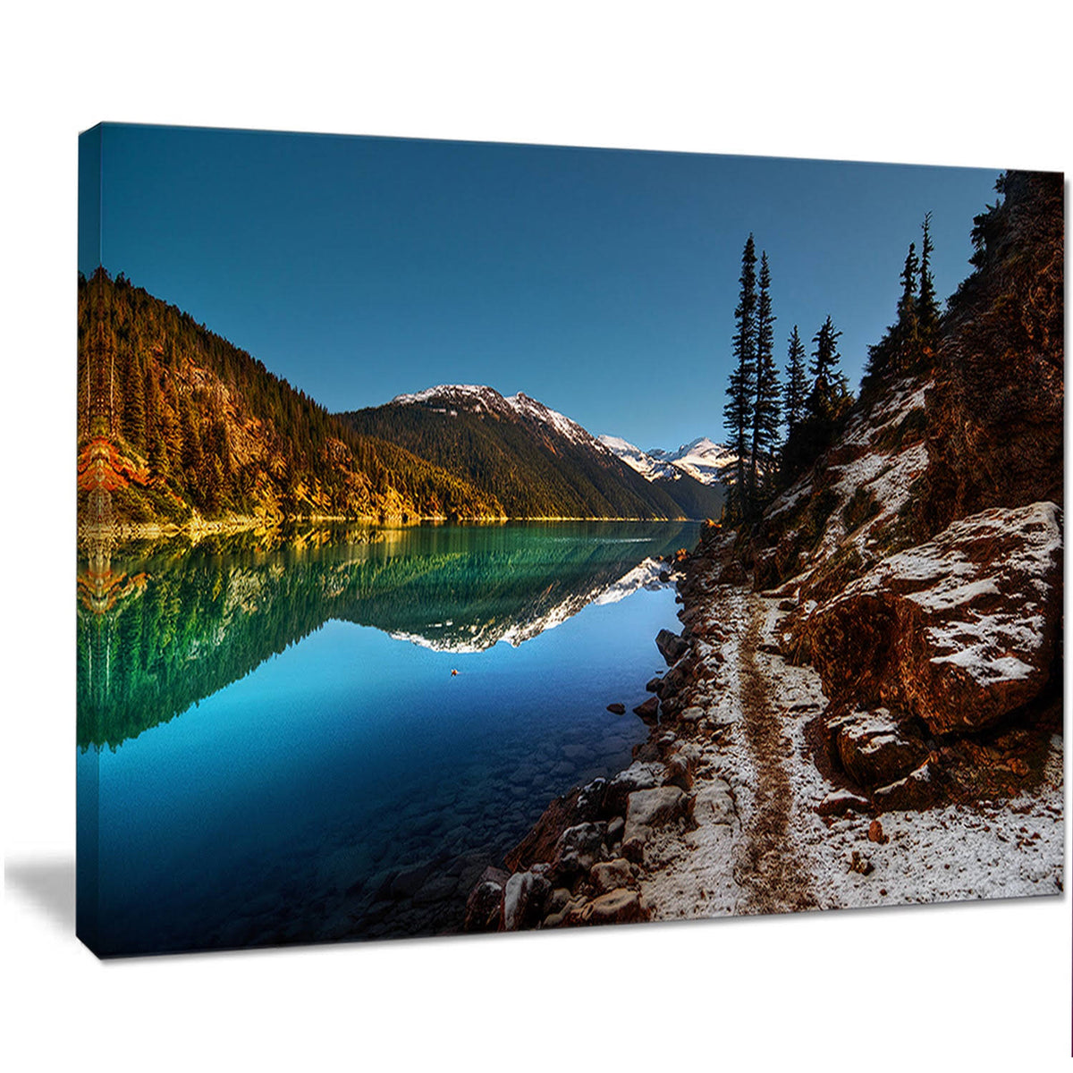 Blue Clear Lake with Mountains Canvas Art W440