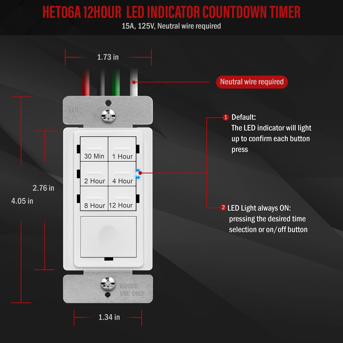 White 12 Hour Timer Switch H2900