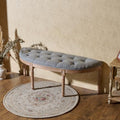 Beige Upholstered Tufted Window Bench H5976