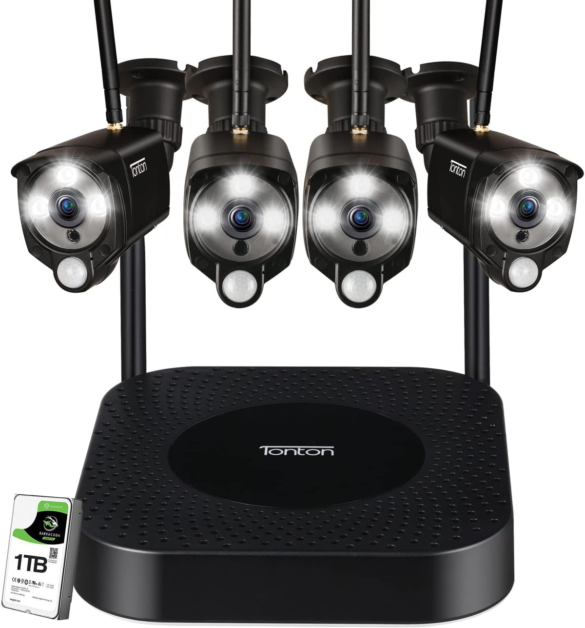 Wireless Security Camera System, 8CH NVR with 1TB HDD and 6PCS 3MP Outdoor Bullet Cameras E203610