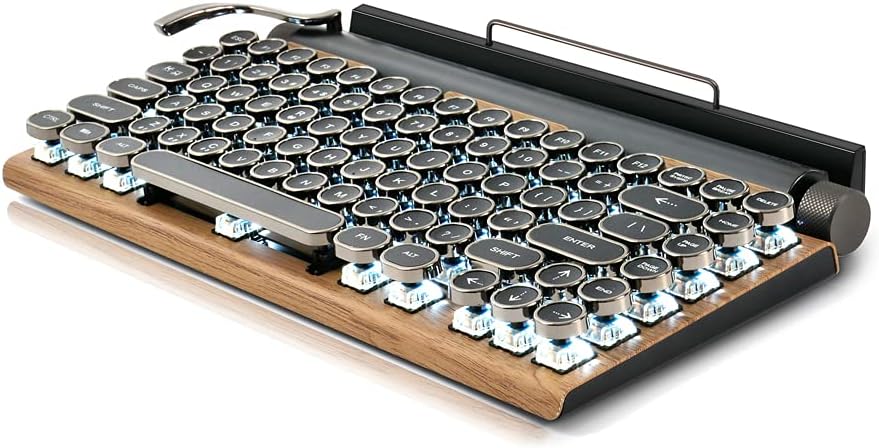 Retro Mechanical Bluetooth Typewriter Keyboard R557