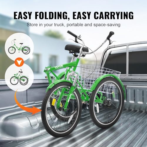 24-Inch Carbon Steel Folding Tricycle with Basket U4200