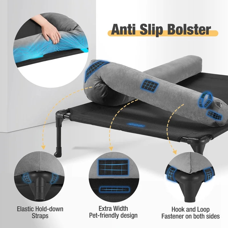 Black Elevated Dog Bed with Removable Bolster C43255