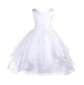 Asymmetric Ruffled Organza Sequin Flower Girl Dress H519
