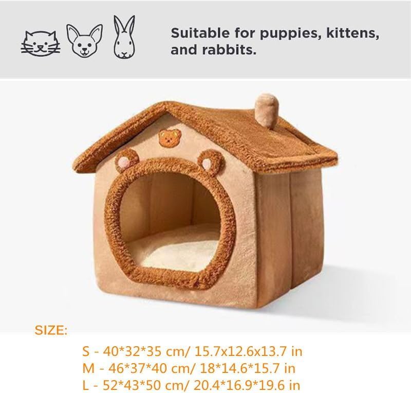 Plaid Cat Bed Cave with Removable Cushion A466234