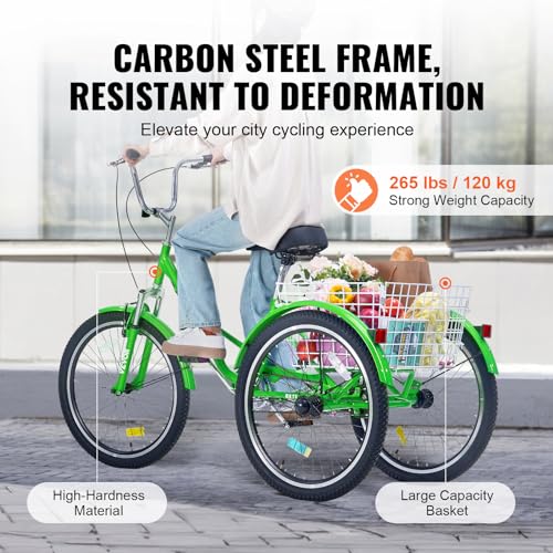 24-Inch Carbon Steel Folding Tricycle with Basket U4200