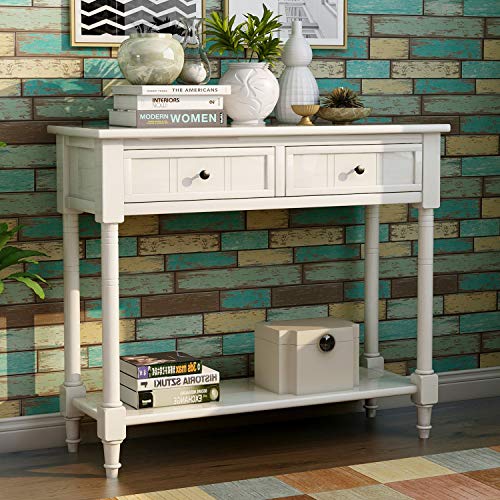 Ivory 2 Drawer Wood Console Table C69952