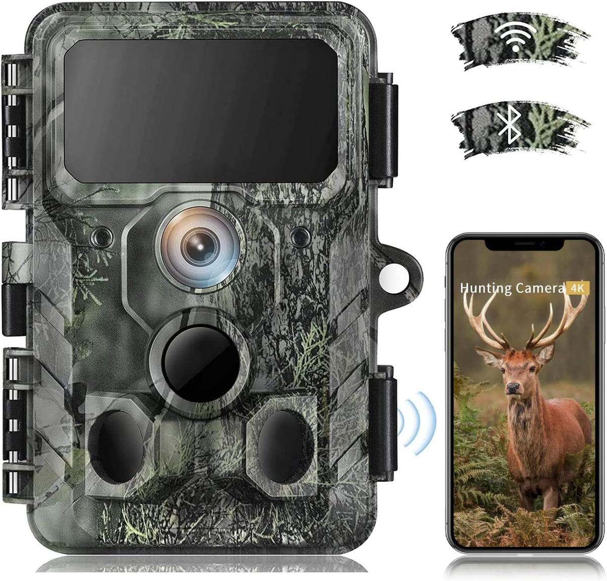 4K 30MP Trail Camera with Night Vision 120° Wide Angle IP66 Waterproof P61563