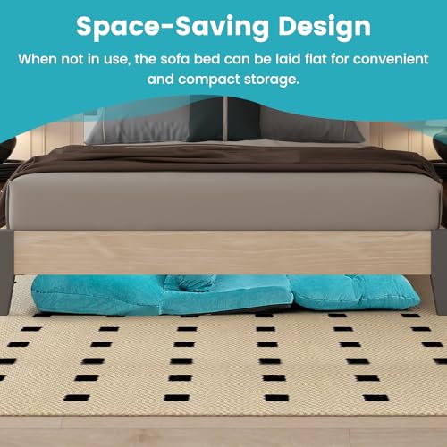 Beige Foldable Floor Sofa with 2 Pillows J980449