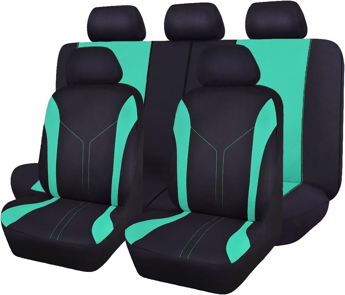 Black Pink Polyester Car Seat Covers N343174