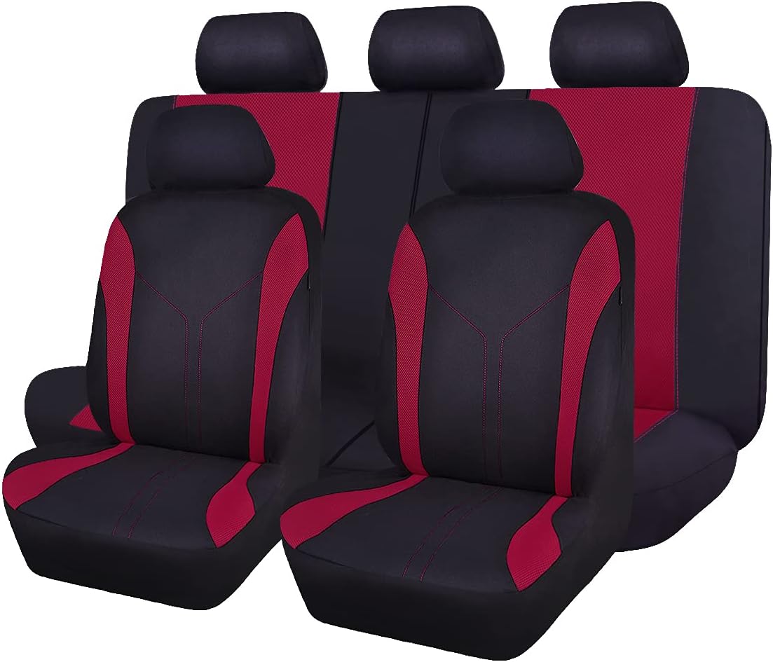 Black Pink Polyester Car Seat Covers N343174