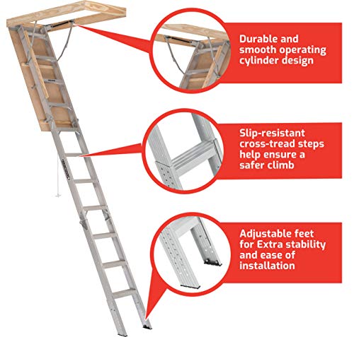Aluminum Attic Ladder, 375 Pound Load Capacity, 22-1/2 x 54" Z7429