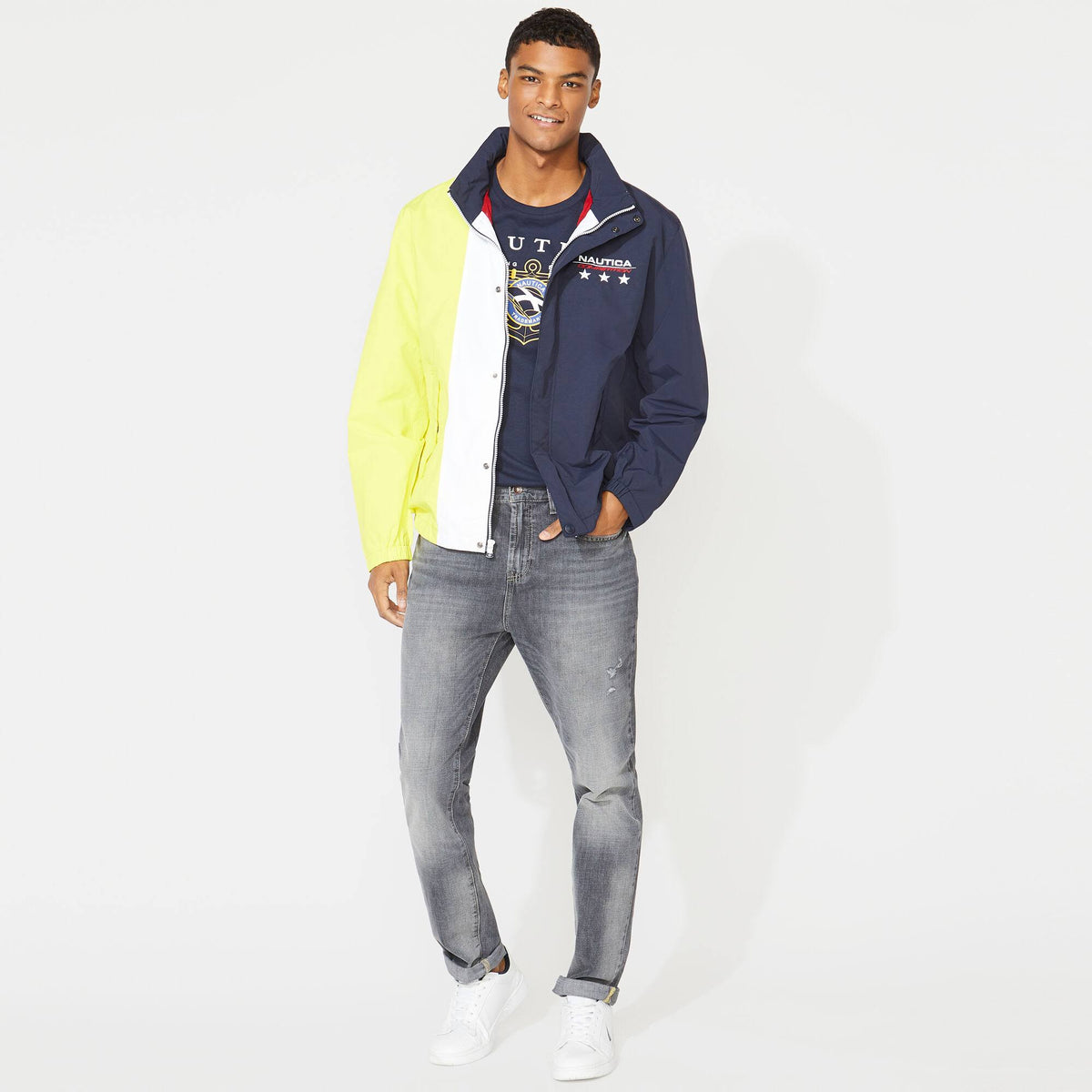 Men's Colorblock Jacket Navy W3337