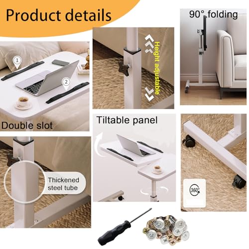 Height Adjustable Overbed Bedside Table with Tilting Panel N492