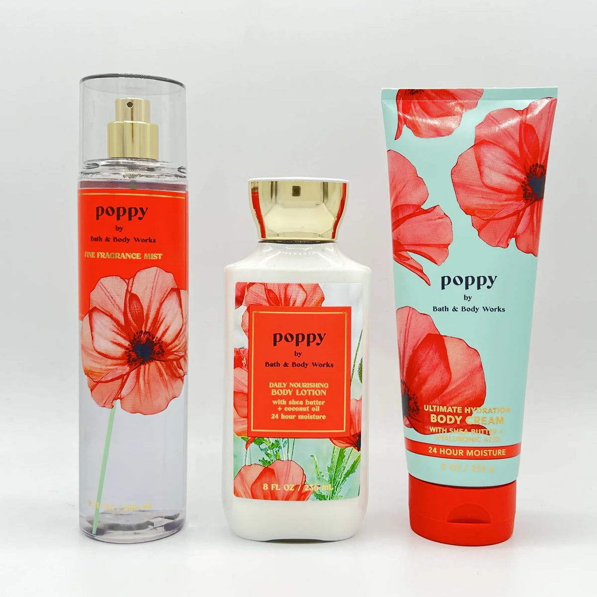 Poppy Fine Fragrance Mist, Body Lotion and Body Cream 3-Piece Bundle G930