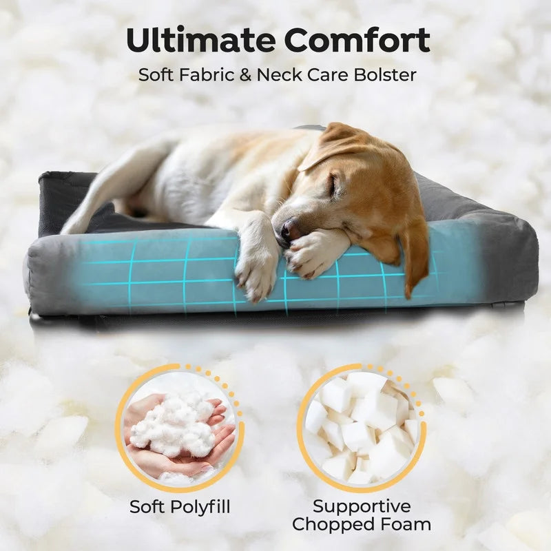 Black Elevated Dog Bed with Removable Bolster C43255