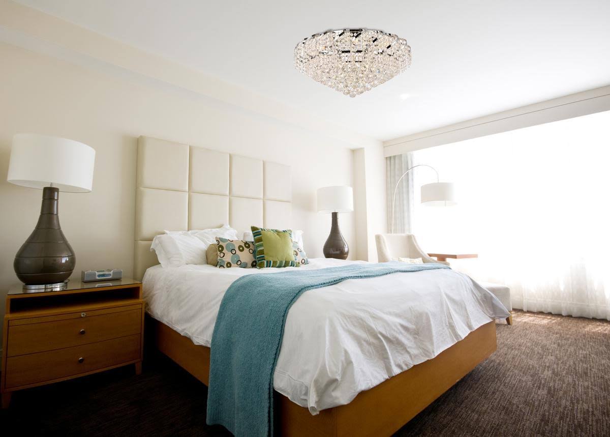 10 Light Chrome Flush Mount Clear Crystal H7991