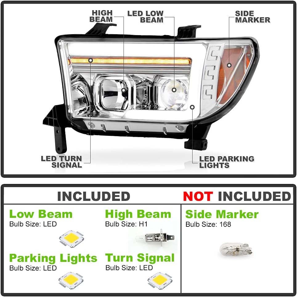 Chrome LED Projector Headlights J91100