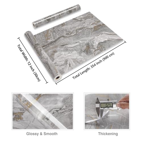 Glossy Beige Silver Marble Self Adhesive Vinyl Roll Wallpaper A6367